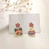 Pendientes navideños de diamantes con dibujos animados, transfronterizos europeos y americanos, pendientes asimétricos de alta gama para mujer, decoraciones navideñas