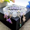 Estilo coreano calcedônia joias pulseira feminina pipoca pedra cristal pérola anel sereia cauda pingente pulseira namoradas joias moda