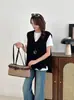 Diseño de espalda con un solo botón, cuello en V, chaleco de punto calado para mujer, nuevo top sin mangas holgado de alta gama 2026