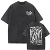 Camiseta Masculina Korn Ftl 25 Follow the Leader Estampada Frente e Verso Rock Gothic Casual Oversized Masculina