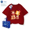 Nasa Nuevo Chinoiserie Ropa Infantil Roja Cuello Redondo Manga Corta Primavera y Otoño 2026 Año del Caballo Saludos de Año Nuevo Algodón Puro Ropa Familiar