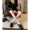 Mocassins de couro com sola grossa femininos 2026 novo modelo estilo britânico versátil couro genuíno slip-on salto grosso sapatos