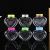 Garrafa Transparente de Plástico com Formato de Coração e Boca Larga Mini Embalagem com Base Garrafa de Plástico Pet Desenho Animado 80ml