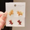 Pendientes Ankela Aguja de Plata Circonita Caballo Rojo para el Año del Caballo, Pendientes de Lujo Ligero de Gama Alta, Elegantes y Modernos Accesorios de Oreja para Mujer