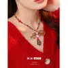 Colar Árvore de Natal com Laço para Mulheres, Corrente de Clavícula de Moda Exquisita e de Alto Padrão, Colar com Pingente Fresco e Doce