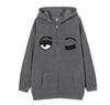 Sudadera con capucha negra estampada Open Eye Closed Eye para mujer 2022 y2k Harajuku Abrigo Suéter para mujer
