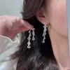 Brincos de Franja com Zircônia Azul Glacial Estilo Nicho Fresco Versátil de Verão Brincos Frontais e Traseiros Estilo Férias