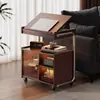 Armario de Almacenamiento, Revistero, Mesita Auxiliar, Vitrina Estilo Nórdico Japonés, Estantería, Sala de Estar, Dormitorio, Mesa Auxiliar Vintage, Acabado Desgastado
