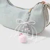 Ins Creativo Dulce y Fresco Acrílico Brillo Fino Hueso Fresa Flor Bola de Pelo Lazo Llavero Colgante de Bolso