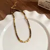 Collar Colgante Gota de Agua Piedra Ojo de Tigre Maillard Estilo Hong Kong Moda Versátil Cadena para Suéter Joyería de Nicho Venta al por Mayor