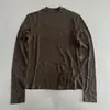 Estilo suave y casual, cuello semi-alto, manga larga, camiseta transpirable nueva de otoño para mujer, top base versátil que estiliza, top de color liso