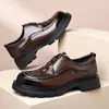 Zapatos de Cuero Casual de Negocios de Primera Capa Transfronterizos Piel Genuina Transpirables Formales Sin Cordones Otoño Zapatos de Hombre Suela Gruesa Zapatos de Boda