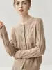 Cárdigan de Punto de Cachemira Casual Retro para Mujer Otoño e Invierno 2026 Chaqueta Suéter Perezoso que Reduce la Edad Cuello Redondo con Botones