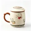 Dunhuang Danza Apsara Voladora Cerámica Ru Taza de Oficina Filtro Separador de Agua y Té Taza para Infusión de Té con Tapa Regalo de Negocio Cultural y Creativo