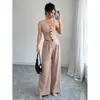 Moda transfronteiriça europeia e americana de 2026: conjunto pequeno de colete estilo Chanel, conjunto de calça comprida, colete de decote V, conjunto de calça pantalona de cintura alta, estilo de rua