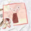 Bufanda pequeña multifuncional de Corea del Sur, pañuelo cuadrado pequeño con pintura al óleo original, bufanda pequeña versátil decorativa para primavera y otoño, diadema para el cabello que reduce la edad, pañuelo para la cabeza