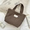 112221 Nuevo Bolso de Pana Vintage con Lunares Estilo Japonés Lindo Sonriente Bolso de Mano Tote Bolso de Almuerzo para Mujer