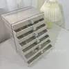 Nova Caixa de Armazenamento de Joias Transparente de PET de 7 Camadas Tipo Gaveta Suporte de Exibição para Brincos Colares Anéis Caixa de Joias