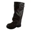 Botas de Moda con Hebilla para Motociclista Botas Largas Nuevas Botas con Remaches Mujer Tubo Alto Tacón Grueso Circunferencia de Tubo Grande Botas Largas 2026