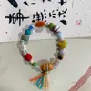 Pulseira de Cerâmica Jingdezhen Pulseira Estilo Étnico Joia de Círculo Único Pulseira de Contas com Fio Elástico Feito à Mão Fabricante Fornecedor