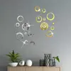 Pegatinas de pared de espejo acrílico circulares 3D de 24 piezas para sala de estar, dormitorio, pared de fondo de TV, pegatinas de pared para decoración del hogar
