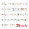 36 Cartas/Pacote, Cartas com Frases Inspiradoras Fofas com Elementos Frescos e Simples, Estilo Desenho à Mão, Cartas de Encorajamento Caloroso e Energia Positiva