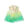 Roupas Infantis Princesa Yuanyuan Camiseta para Meninas 2026 Novo Estilo Roupas de Verão Sem Manga para Crianças Meninas Top Gradiente Estilo Chinês Crianças Maiores