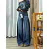 Jeans de Diseño Retro Americano tipo Cimitarra para Mujer 2026 Estilo Nuevo de Primavera Talla Grande Sueltos Adelgazantes Pantalones de Pierna Ancha