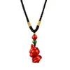 Colgante de Cinabrio con Oro Púrpura y Arena Roja, Caballo Pequeño Cornudo, Collar de Pareja del Año Zodiacal, Suministro para Vendedores Ambulantes, Regalo de Joyería al por Mayor