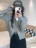 Cardigan de Lana Pura con Doble Cremallera, Suéter Abrigo con Capucha para Mujer, Tejido de Punto Corto Holgado, Nuevo Otoño Invierno 2026