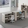 Escritorio y Sillas para Personal de Cuatro Personas, Mobiliario de Oficina Moderno Simple, Estación de Trabajo para Seis Personas, Mampara Divisoria Doble para Pantallas