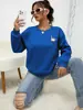 Moletom com Estampa de Ganso Fofo Desenho Animado Feminino Streetwear Outono Quente Capuz Gola Redonda