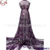 Fino bordado de flores grandes con cuentas, lentejuelas, tul, encaje de red teñido, accesorios, vestido, tela de encaje para boda