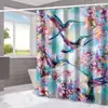 Cortina de chuveiro série flor beija-flor aquarela transfronteiriça banheiro doméstico separação úmido e seco cortina de chuveiro cortina de chuveiro à prova d'água
