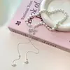Collar de Perlas de Flor de Iris Azul Cristal de Hielo para Mujer, Collar Deslizante de Lujo Ligero y Alta Gama, Uso Múltiple
