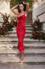 Ins Amazon Transfronterizo Primavera Vestido Rojo de Tirantes para Mujer Vestido de Banquete Sexy sin Espalda con Tirantes y Falda de Cintura