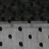 Tejido de malla con lunares negros en stock, tejido de poliéster con lunares para camisas base, cárdigans y prendas de encaje de malla