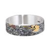 Pulsera de plata con pie de rey ciervo dorado, estilo étnico vintage, horquilla tallada, colorida peonía fénix, pulsera de plata 999, regalo para mujer