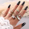 Deseo Nuevo Conjunto de Anillos Combinados Moda Transfronteriza Europea y Americana Cadena de Diamantes Forma Geométrica Hueca Juego de 8 Piezas Anillos