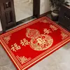 Capacho de entrada em couro PVC estampado estilo chinês, capacho de foyer absorvente de água e antiderrapante, feito sob medida para uso residencial e hoteleiro