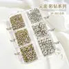 Nail art jóias de ouro fundo branco diamante colorido diamante fundo apontado diamante 6 caixa de tamanho misto prego ab apontou diamante inferior