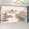 Papel de Parede de Fundo para TV com Estilo Chinês de Motivos Florais Grandiosos e Pássaros, Arte de Paisagem em Pintura a Tinta, e um Mural Poético de Paisagem para Cobertura de Parede de Sala de Estar, Quarto e Pousada