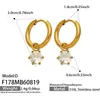 Brincos Argola Pendentes de Zircônia Nobre Simples Franceses Aço Inoxidável Banhado a Ouro 18K Joias para Orelha Femininas