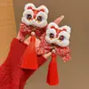 Horquilla de Borla Roja de Danza del León de Año Nuevo para Niñas y Niños, Accesorio Hanfu de Estilo Chino Tradicional, Adorno para el Cabello de Año Nuevo Estilo Chino