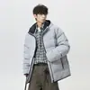 Chaqueta de plumón y algodón con capucha, de estilo básico a la moda, con bloques de color, engrosada y cálida para hombre, chaqueta acolchada, abrigo de plumón y algodón