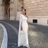 Transfronteiriço 2026 Europeu e Americano Primavera/Verão Novo Estilo Ombro Único Plissado Vestido Longo Ins Férias Festa Vestido Feminino