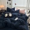 Juego de Cama de Cuatro Piezas Estilo Lujo Ligero Sábana de Algodón Lavable Funda de Edredón Ropa de Cama Doméstica Dormitorio Juego de Cama de Tres Piezas Color Sólido