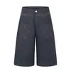 Calça Casual Cropped de Trabalho com Bordado de Estrela Estilo Retrô Americano para Mulheres Verão 2026 Nova Calça Reta Larga de Comprimento Médio