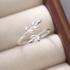 Anel Cruz Folhas Prata Esterlina 925 Feminino Design Simples Nicho Mori Doce Elegante Anel Aberto 0054G