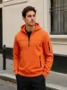 Sudadera con Capucha y Media Cremallera para Hombre Otoño Invierno Multibolsillos Pullover Sudadera con Capucha y Cordones para Hombre Talla Europea